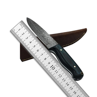 Pisau Saku Baja Damaskus Bilah Tetap Sarung Kulit Micarta untuk Berburu dan Berkemah di Luar Ruangan OEM Dapat Disesuaikan Harga Grosir Garansi 3 Tahun