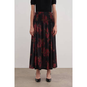 Jupe midi chic à imprimé floral noir - Mélange de soie et de mousseline confortable et respirant - Product Image 2
