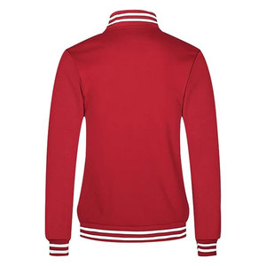 แจ็คเก็ตโพลีเอสเตอร์สีแดงใส่ได้ทั้งชายและหญิงกระดุมปกคอตั้งกระดุมสีดำตัดเย็บด้วยโพลีเอสเตอร์ - Product Image 2