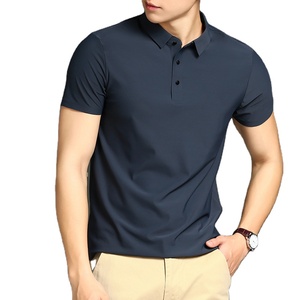 Camiseta de Manga Corta de Seda Polo con Diseño de Logotipo Personalizado OEM para Hombre, de Nailon y Elastano, Sin Costuras, Elástica, de Color Sólido, con Cuello Delgado - Product Image 1