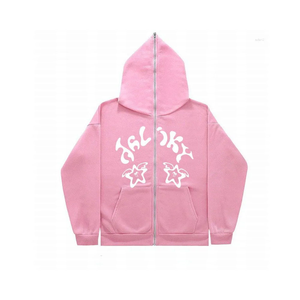 Sudadera con capucha unisex de algodón 100% personalizada con cremallera completa, forro polar grueso para invierno, de alta calidad, con estampado digital de diamantes de imitación en toda la superficie, de secado rápido. - Product Image 2
