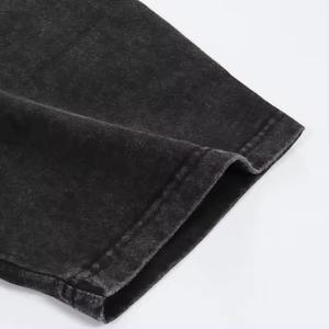 Camiseta bordada desgastada lavada con ácido de alta calidad, camisetas con parche de chenilla de algodón 100% para hombres - Product Image 6