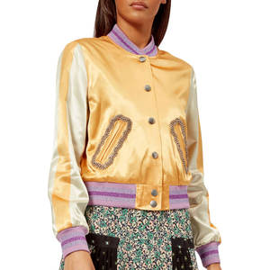 Vêtements pour femmes blouson aviateur en satin avec logo personnalisé nouveau style vente en gros veste en satin personnalisée pour femmes à vendre - Product Image 1