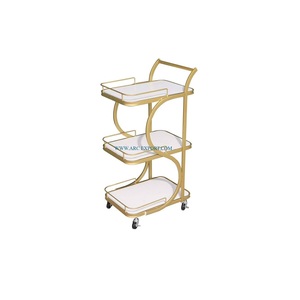 Conception moderne cadre en métal couleur or nouveau style chariot de service alimentaire chariot créatif de haute qualité à 3 niveaux Offre Spéciale - Product Image 1