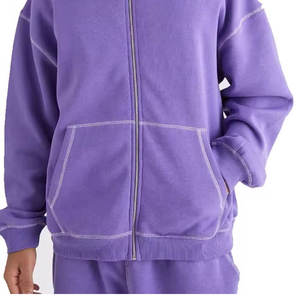 High Quality Cotton Boxy Zip-up <b>Hoodie</b> Heavyweight Oversized Double Zipper <b>Hoodie</b> For Online Sale - Product Image 5