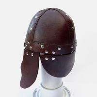 Casco Vikingo Medieval con Forro de Cuero, Grado Industrial, Plateado, Resistente, Usable, para Disfraces y Uso en Exteriores