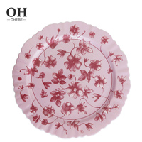 Ohere Belles assiettes de vaisselle en porcelaine en forme de fleur rose pour le mariage personnalisable pour la location/décoration