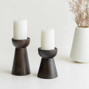 Ensemble de 2 bougeoirs en bois de manguier écologiques personnalisables, lanternes décoratives peintes à la main, pots durables, fabriqués à la main - Product Image 1