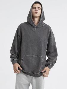 Pull à capuche personnalisable pour homme, délavé à l'acide, col rond, anti-rides, doublé, en polaire tricotée, surdimensionné, imprimé sur mesure - Product Image 4