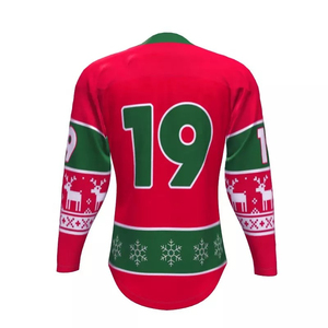 เสื้อเจอร์ซีย์ฮ็อกกี้น้ำแข็งผ้าโพลีเอสเตอร์ซับลิเมชันกันยูวีแห้งเร็วระบายอากาศได้ดี100% งานตามสั่ง - Product Image 3