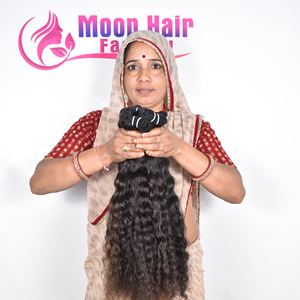 Extensions de cheveux humains vierges bruts naturels, non traités, bouclés, à cuticules alignées, double tirage, qualité temple indien, vente en gros - Product Image 5