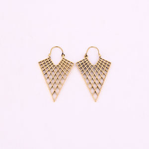 Boucles d'oreilles Trikoni Géométrique Trendy Laiton Plaqué Or 55x32mm - Product Image 1