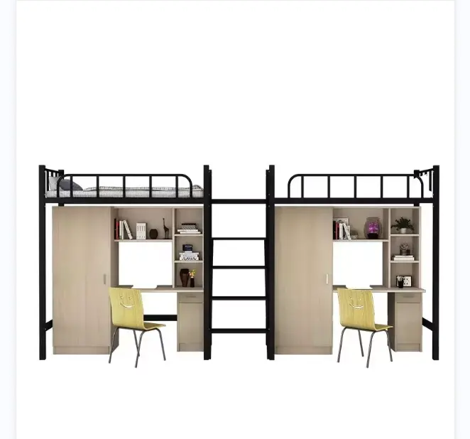 HUIYANG Grosir Furnitur Asrama Multi Fungsi Modern Tempat Tidur Susun Logam dengan Kabinet