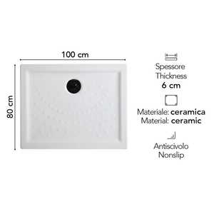 Plato de Ducha Cerámico Matera CM 100x80 H 6, Artículos para Baño y Aseo - Product Image 2