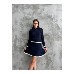 Set di maglieria con collo a Polo da donna con minigonna - Product Image 6