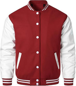 Chaqueta Varsity Personalizada para Hombre con Cuello Alto, Estilo Casual Holgado, Poliéster, Servicio OEM Regular - Product Image 1