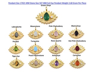 Cadeau de bijoux de mode faits à la main pour elle pendentif en laiton de pierres précieuses naturelles pendentif plaqué or pendentifs fins breloques - Product Image 2