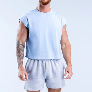 เสื้อกล้ามครอปผู้ชายขายดี รุ่นสั่งทำพิเศษ ผ้าฝ้าย ระบายอากาศดี ไหล่กว้าง ทรงบ็อกซี่ เหมาะสำหรับออกกำลังกายและวิ่ง - Product Image 6