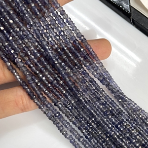 Perles en forme de rondelle à facettes en iolite naturelle 4-4.5MM Perles de pierres précieuses en gros pour la fabrication de bijoux - Product Image 3