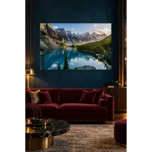 Impresión en lienzo de las montañas nevadas de Fida y el lago Moraine Turquesa - Product Image 1