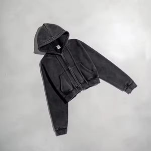 Nouveau sweat à capuche ample d'hiver en coton épais pour femmes, design de crop top, fabrication de sweats à capuche - Product Image 5