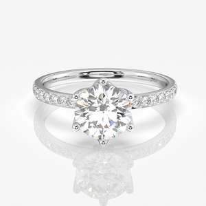 18K Gold <b>Ring</b> with Round Cut Lab Grown <b>Diamond</b> Pave Elegant <b>Diamond</b> <b>Rings</b> Collection - Product Image 4