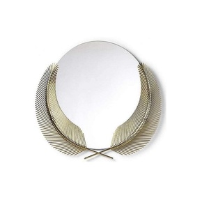 Espejo de mesa redonda con diseño de hoja de plata sobre base de mármol, espejo de mesa redonda elegante de lujo, mezcla perfecta de estilo y durabilidad - Product Image 3