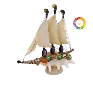 Barco de conchas hecho a mano de edición limitada | Decoración marina única | Artesanía costera de Vietnam - Product Image 3
