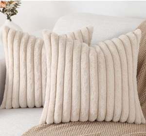 Pallene Luxury 22x22 Striped Cotton Soft Fluffy Throw Pillow Covers Set 2 Plush <b>Foam</b> Unisex Party Use for Ages 5-7 - Product Image 1