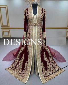 Robe caftan Takchita marron à broderies lourdes 2025, ornée de perles de cristal, de pierres, de perles et de travail manuel Dabka - Product Image 1