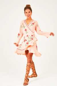 2023 vestido de fiesta de manga larga bordado para mujer, Vestido corto de noche bordado a mano con cinturón, Mini estilo dulce - Product Image 5