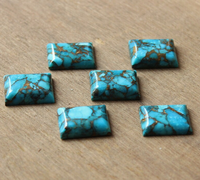 Turquoise Cuivre Bleu Naturel Forme Rectangulaire Cabochon à Dos Plat pour Fabrication de Bijoux Toutes Tailles Bagues DIY en Pierres Précieuses à Changement de Couleur
