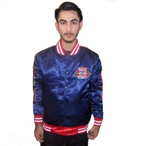 College Embroidery Polyester Bulk Wholesale Custom Breathable Eco-Friendly Mens Winter Varsity Baseball Bomber Satin Jacket - Product Image 5
