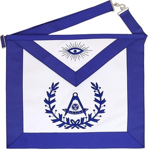 Mandil Masónico de Piel de Cordero Hecho a Mano para Past Master con Hilos de Oro y Seda, Tipo de Tela: Piel de Cordero - Product Image 3