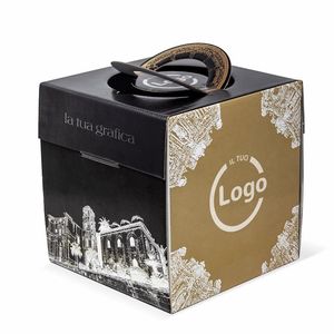 Boîte personnalisée chic pour Panettone 21x21x22 cm avec fond intégral brillant ou mat et gaufrage - Product Image 3