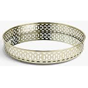 Plateau décoratif en métal artisanat bijoux argent nickel métal service plateau en verre hôtel avec poignées en corde - Product Image 5