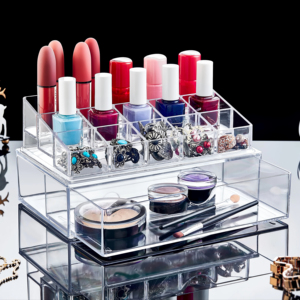 Cajón organizador de esmalte de uñas acrílico transparente moderno, caja de exhibición de almacenamiento de inyección de alto rendimiento para cosméticos, cuidado de uñas - Product Image 1