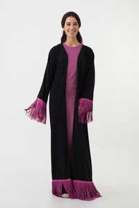 Abaya traditionnelle musulmane de luxe sur mesure en gros, élégante, avec des franges, vêtements musulmans, anti-rides, en soie faite à la main, conçue pour la prière, Turquie - Product Image 4