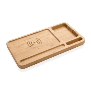Caricabatterie Wireless Sostenibile da 10W in Bambù, Gadget Promozionali, Power Bank - Product Image 1