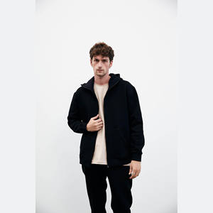 2024 personalizado para hombre XL invierno entrenamiento Jogging conjunto cómodo 100% algodón polar tela de talla grande cremallera Sudadera con capucha impresa delgada - Product Image 6