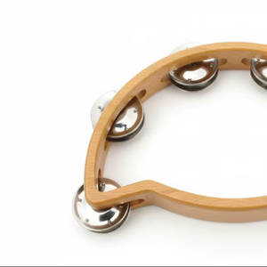 Tambourin demi-lune en bois artisanal antidérapant SOLOBEAT - Product Image 1