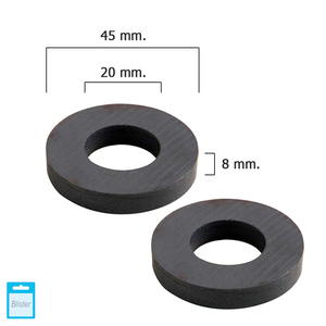 Magnete in Ferrite Wolfpack con O-Ring 45x20x8 mm (Confezione Blister da 2) - Product Image 1