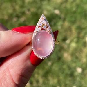 Anillo de Plata de Ley 925 sólida con piedra de cuarzo rosa para mujer, joyería de plata increíble para bodas, aniversarios y fiestas de cumpleaños - Product Image 2