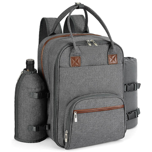 Sac à dos isotherme spacieux pour 2 personnes avec double compartiment réfrigérant, doublure anti-fuite, couverture imperméable et ensemble complet de couverts - Product Image 1