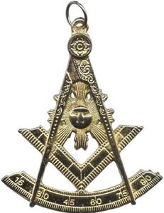 เครื่องประดับปลอกคอมาสเตอร์เมสัน บลูลอดจ์ - รูปสี่เหลี่ยมและเข็มทิศชุบทองพร้อมตัวอักษร G - Product Image 4