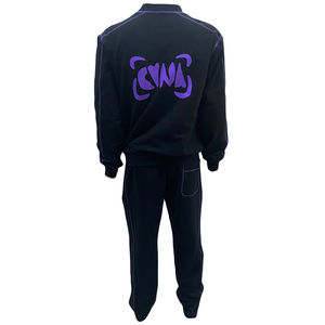 ชุดวอร์มลำลองคอลูกเรือแบบตะเข็บตัดกันชุดออกกำลังกายกางเกงวิ่งออกกำลังกายผ้าคอตตอนพิมพ์ลายโลโก้ออกแบบได้ตามต้องการ - Product Image 2