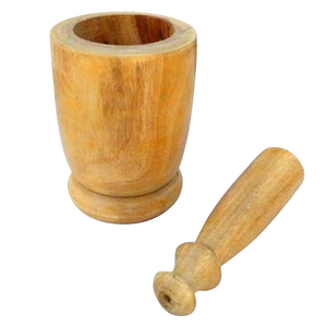 Mortero y Maja de madera sin pulir para molinillo de hierbas de especias para cocina hecha a mano para herramientas de hierbas y especias a la venta - Product Image 3