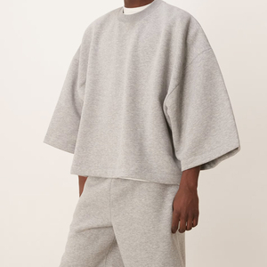 Conjunto de Camiseta y Pantalones Cortos de Dos Piezas para Hombre, de Poliéster/Algodón, de Secado Rápido, Estampado, Ropa Urbana Personalizable, Traje Casual para Hombre - Product Image 4