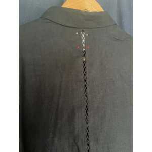 <b>Black</b> Asymmetrical Lace <b>Linen</b> Satin <b>Shirt</b> Woven Cotton Tank Top with Woven Style Print Loose Fit XL L Sizes for Summer Parties - Product Image 5