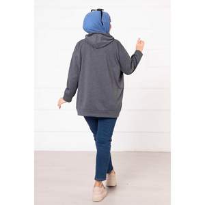 Dark <b>Grey</b> Kangaroo Pocket Hijab Women's <b>Sweatshirt</b> Comfortable Hoodies & <b>Sweatshirts</b> - Product Image 3
